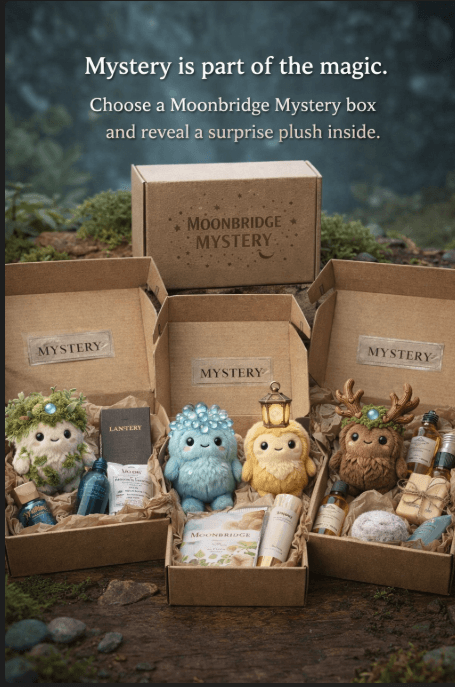 Moonbridge Mystery boxes — reveal a surprise plush inside